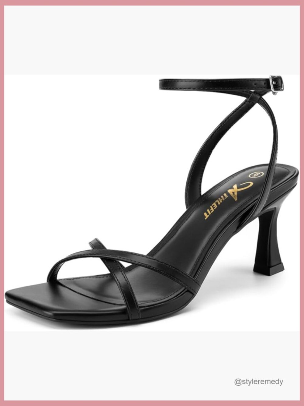 Square Open Toe Strappy Kitten Heels Sandals Ankle Strap Dress Heels for Prom